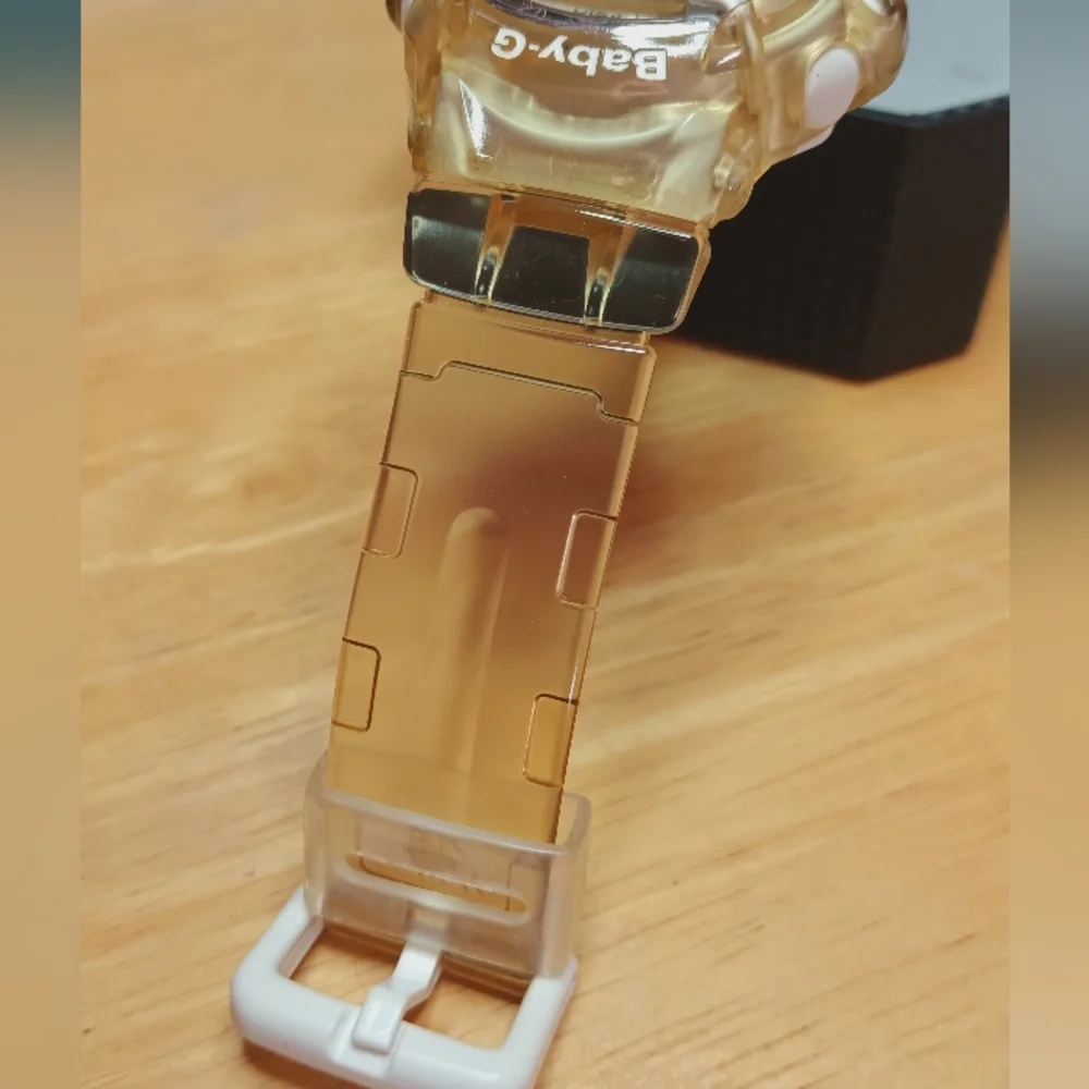 X Casio Baby-G Amber Digital Watch 43mm case with white wire protective cage - Picture 4 of 9